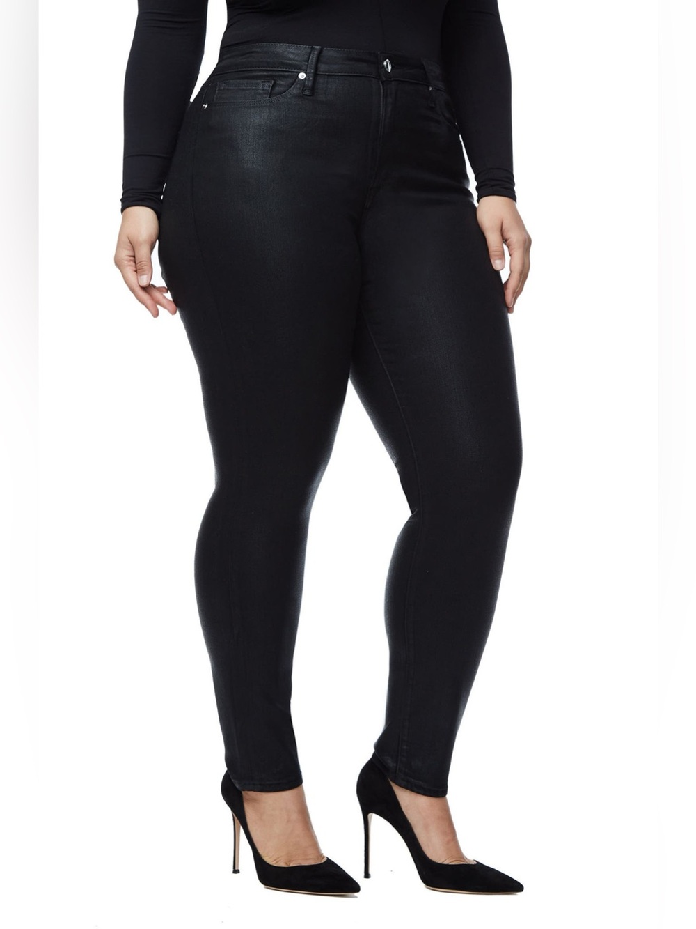 Good American Good Legs Coated Ankle Skinny Jeans